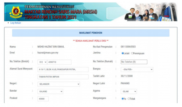 panduan permohonan mrsm